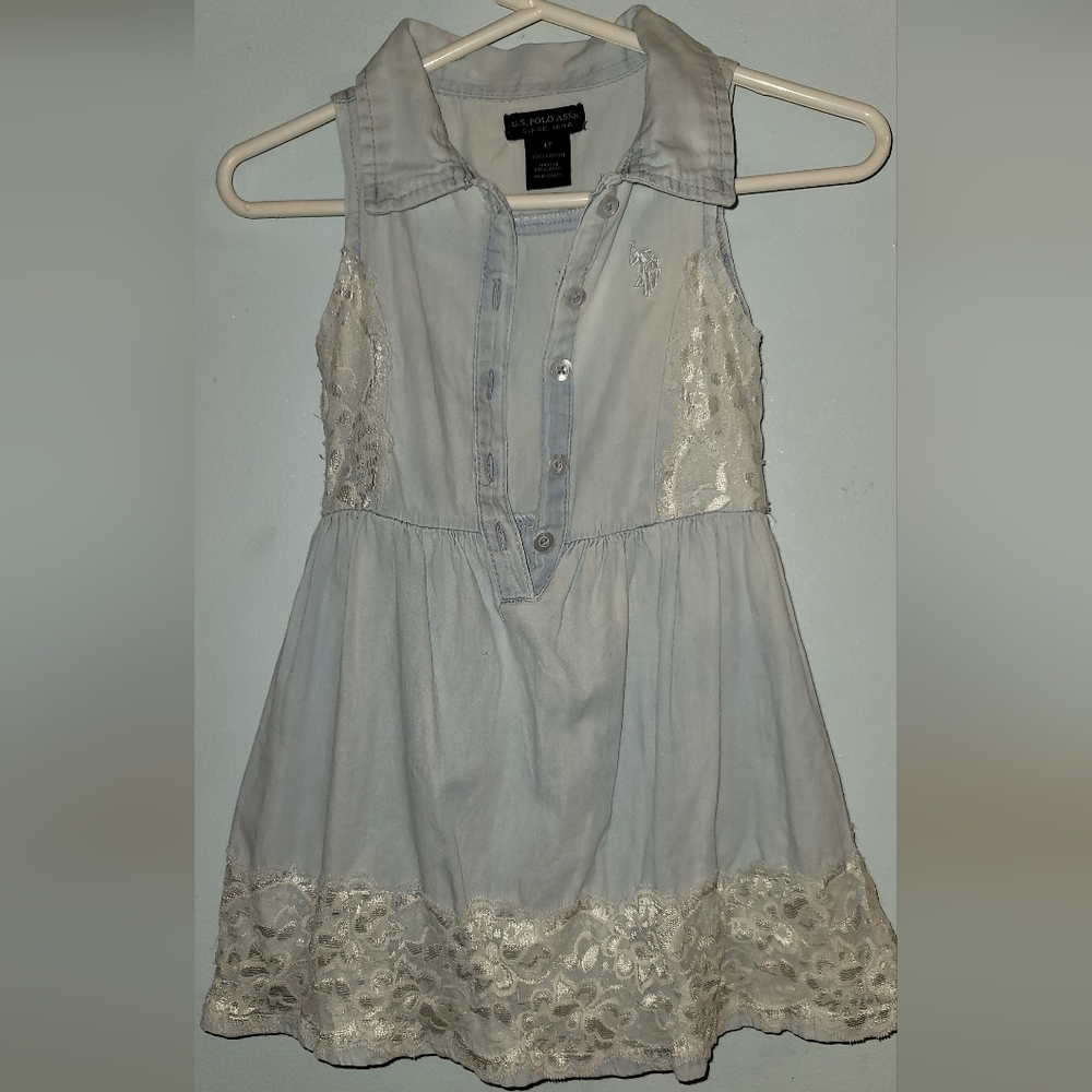 US Polo Assn lace sleeveless dress with collar